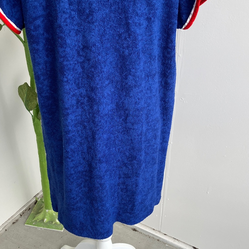 Vintage 70s 80s Cuddl Duds Americana Terrycloth Short Sleeve Boxy Lounge Dress - Picture 7 of 10